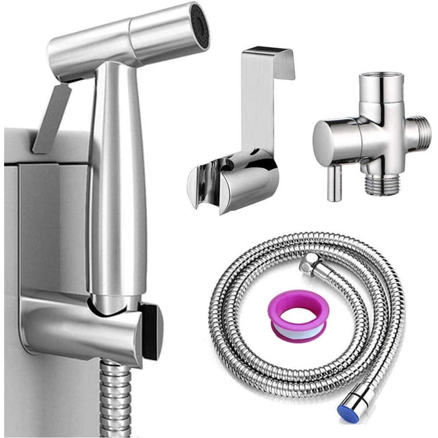 CHAO Rociador de bidé de mano para inodoro, accesorio de rociado con manguera para lavado femenino, lavadora de pañales de tela para bebés, limpiador de acero inoxidable y rociador de ducha para masco