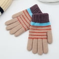 thumbnail image 2 of vnanda Breathable Gloves Children Winter Gloves Student Writing Gloves Knitted Soft Plush Elastic Striped Color Matching Anti-slip Warm Sweat Absorption Kids, 2 of 8