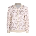 thumbnail image 3 of inhzoy Women's Bomber Jacket Lightweight Zip Up Casual Metallic Jacket Coat Outerwear Beige Leopard XL, 3 of 7