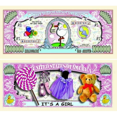 It's A Girl Million Dollar Baby Bill with Bonus “Thanks a Million” Gift Card Set and Clear