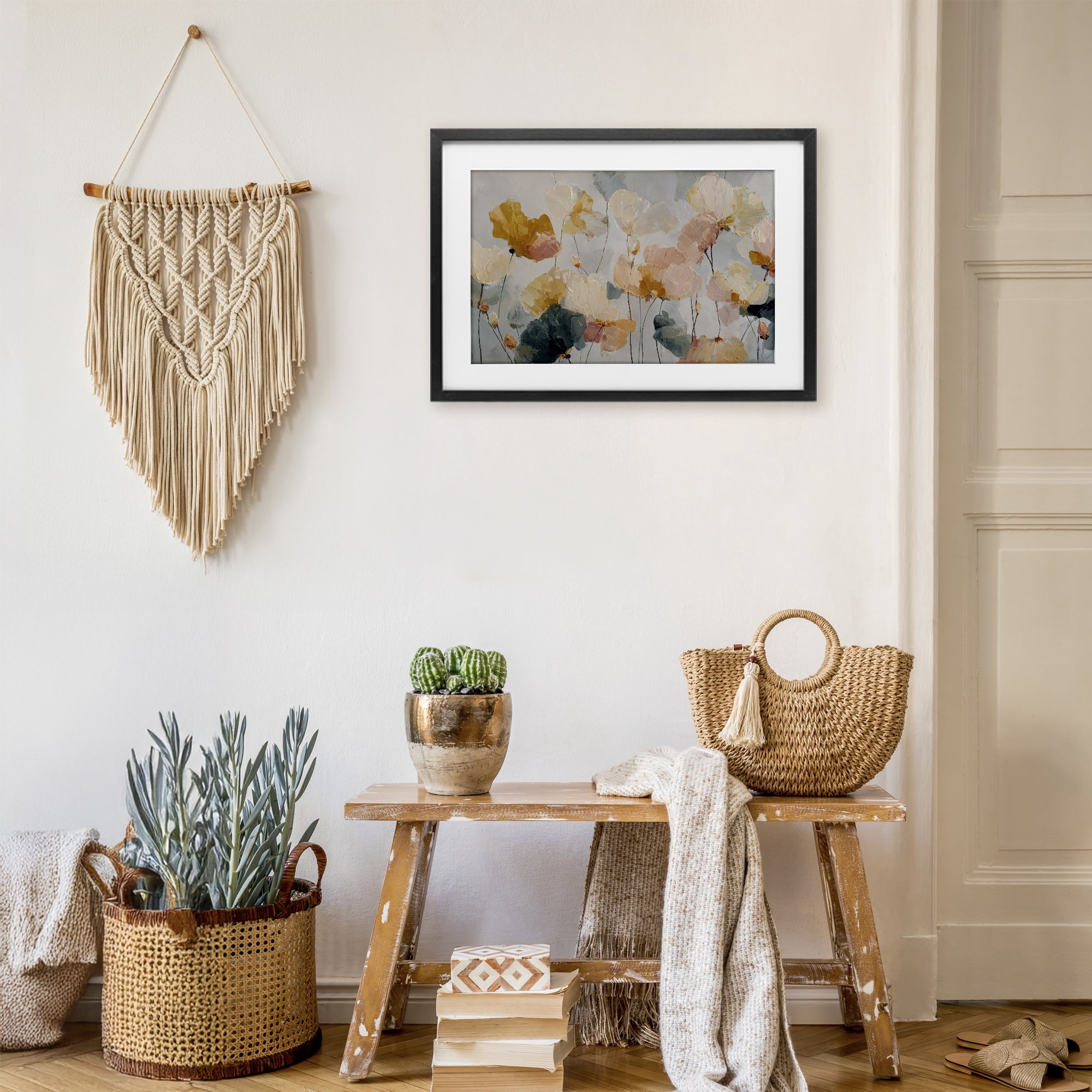 Stupell Industries Abstract Brushed Petals Black Framed Print Under Glass, design by Jacky Ngan