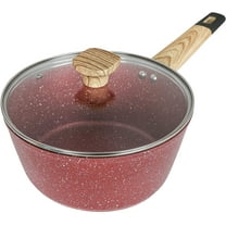 Art of Cooking 3 Quarts Granite Nonstick Saucepan with Glass Lid- Canyond Red