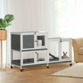 thumbnail image 2 of PawHut Rabbit Hutch Bunny Cage Elevated with Tray Grey 58x18x35, 2 of 10