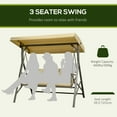 thumbnail image 3 of Outsunny 3-Seat Outdoor Porch Swing, Adjustable Canopy, Cushions, Khaki, 3 of 9