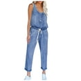 thumbnail image 2 of jsaierl Wide Leg Jumpsuits for Women, Denim Jumpsuit for Women Casual Off Shoulder Denim Jeans Pocket Sleeveless Jumpsuits Rompers, 2 of 9