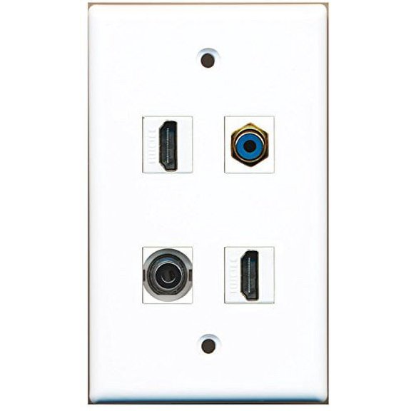 RiteAV - 2 Port HDMI 1 Port RCA Blue 1 Port 3.5mm Wall Plate