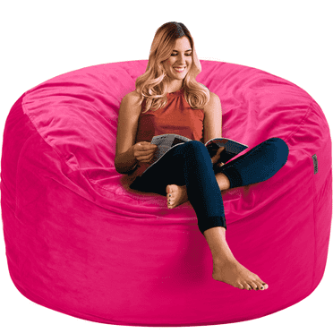 Congermom Bean Bag Chair 3Ft Luxurious Velvet Ultra Soft Fur with High Rebound Memory Foam Bean Bag Chairs for Adults Plush Lazy Sofa with Fluffy Removable Sponge-Pink