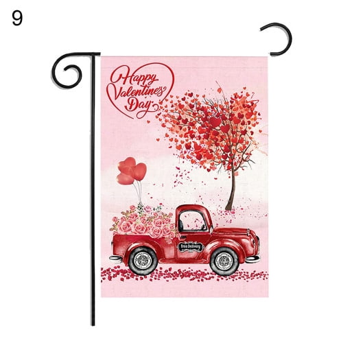 Color 1 Aozer Valentines Day Garden Flag 12 x 18 Inch Valentine Day Garden Flag with 1 Rubber Stopper and 1 Clear Anti-Wind Clip for Valentines Day Home Garden Wedding Party Decorations