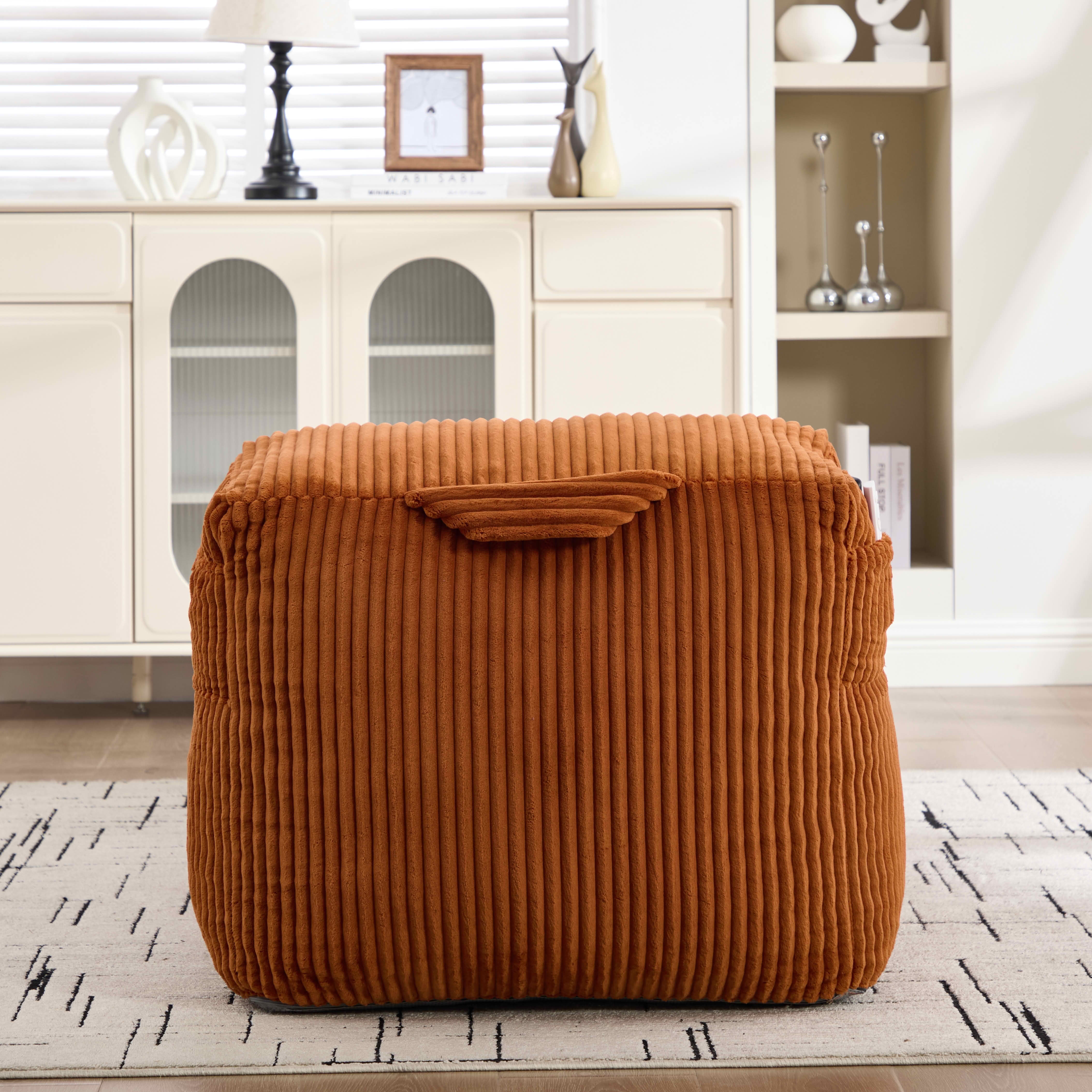 MAYEERTY Bean Bag Chair for Adults, Cozy Corduroy Lounger with High-Density Foam, No Assembly, Orange