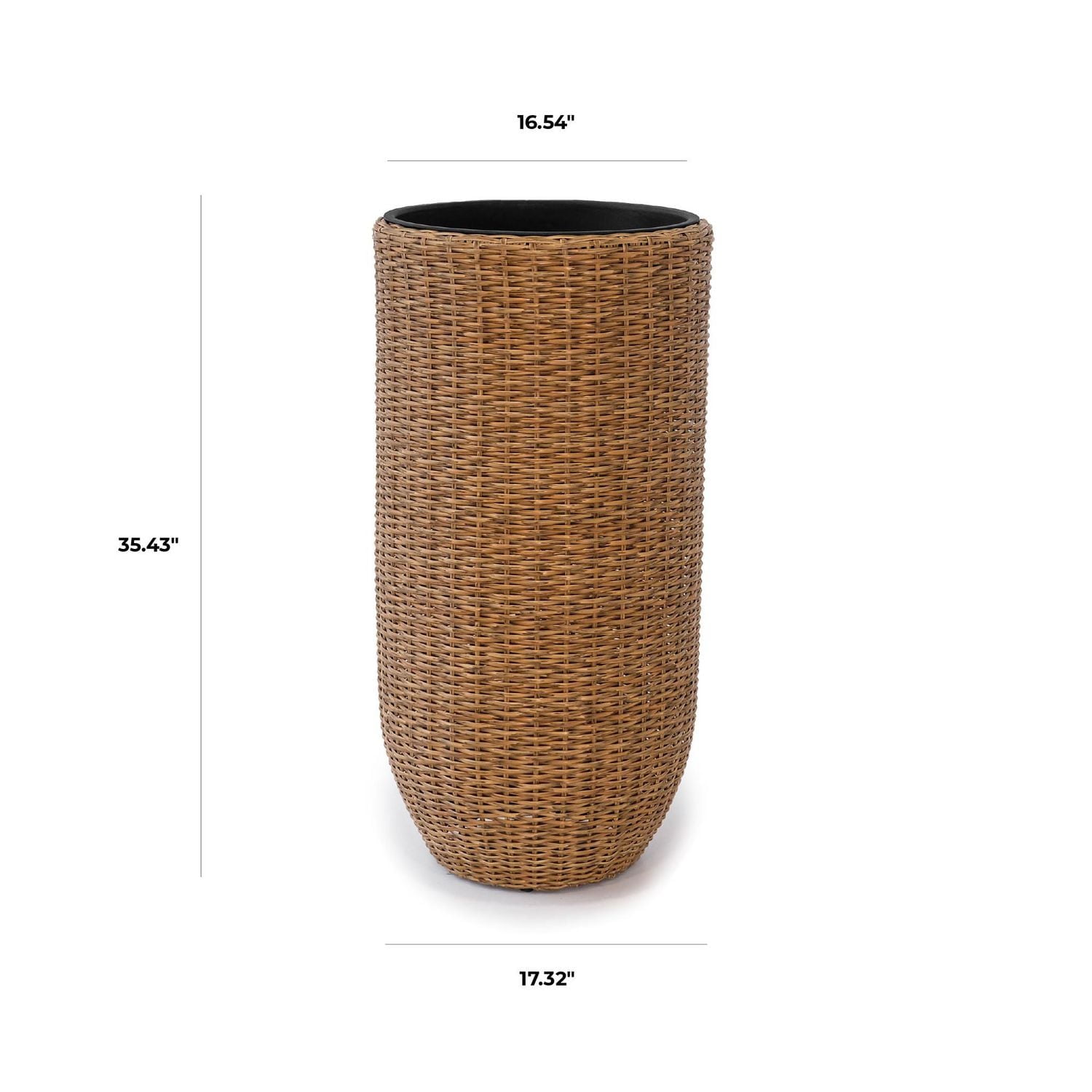 Rolland XL Rattan Planter Light Brown, 35.4"