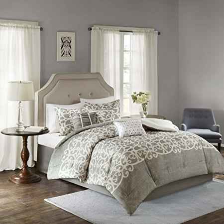 Madison Park Cortana 7 Piece Comforter Set Grey Cal King California