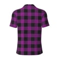 thumbnail image 4 of Rocae Purple Black Plaid for Men's Short Sleeve Polo Shirt, Quick Drying Performance Moisture Wicking Sports Men's Golf Shirt Large, 4 of 9
