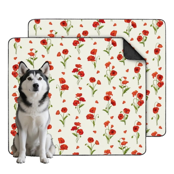 Washable Puppy Pee Pads, 2-Pack Reusable Housebreaking Mats, Excellent Absorbency for Accident Protection, Floral Design, 35x41 Inch