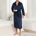 thumbnail image 6 of Men Winter Nightgown - Thick Flannel Warm Tight Waist with Lace Up Belt Solid Color Lapel Pockets Great Water Absorption Mid Length Homewear, 6 of 7