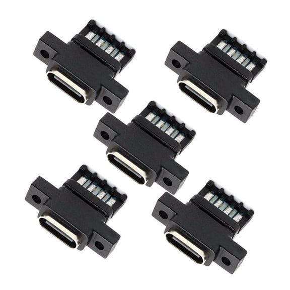 JSER 5pcs/set DIY OEM Type C Female Socket Connector to 6Pin PCBA Pinout Vertical Scew Mount Type DC 5V/20V PD Power