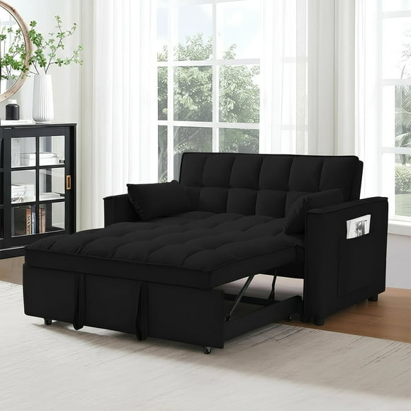 Bossa Sofácama Reclinable Convertible 3 Posiciones Capitonado Sofá de 2 plazas Anders Negro