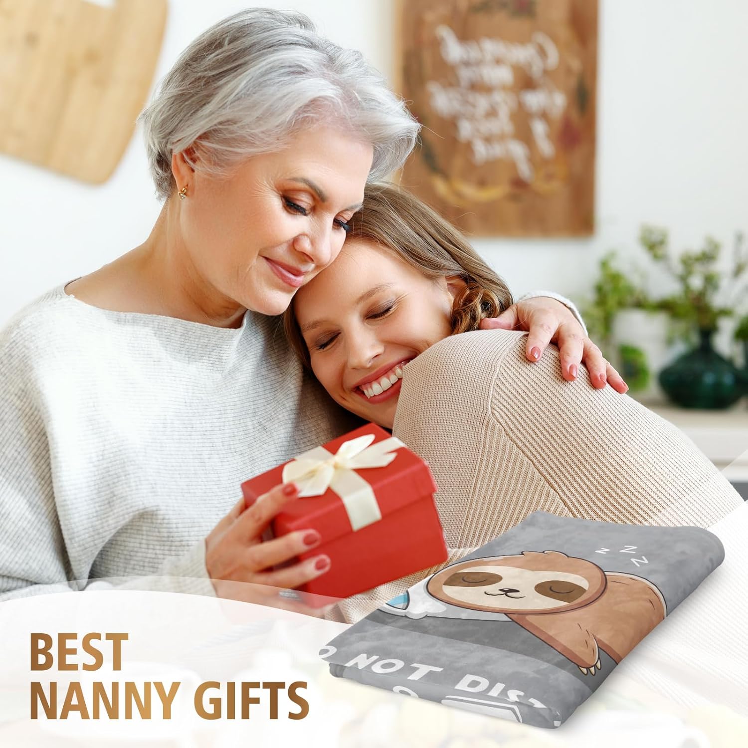 Funny Nana Gifts for Christmas, Nana is Charging Sloth Blanket, Nana Birthday Gifts, Gifts for Nana from Grandkids for Mothers Day, Soft Sloth Throws Blankets for Nana