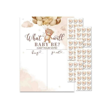 Gender Reveal Boy or Girl Voting party Game  Stickers Guess poster  Supplies baby shower Atmosphere decoration props gift Brown