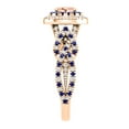 thumbnail image 4 of Dazzlingrock Collection 6X4mm Oval Morganite with Round Blue Sapphire & White Diamond Interweaving Double Halo Wedding Ring for Women in 10K Rose Gold, Size 7.5, 4 of 6