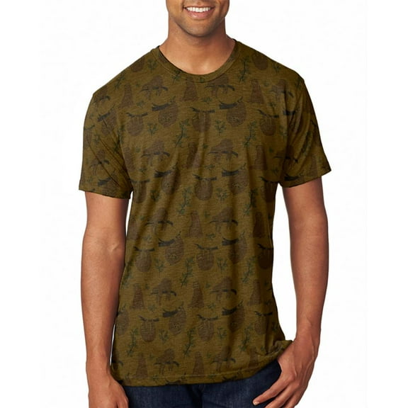 Sloth Pattern Nature Leaves Cute Men's Soft T-Shirt Heather Brown LG
