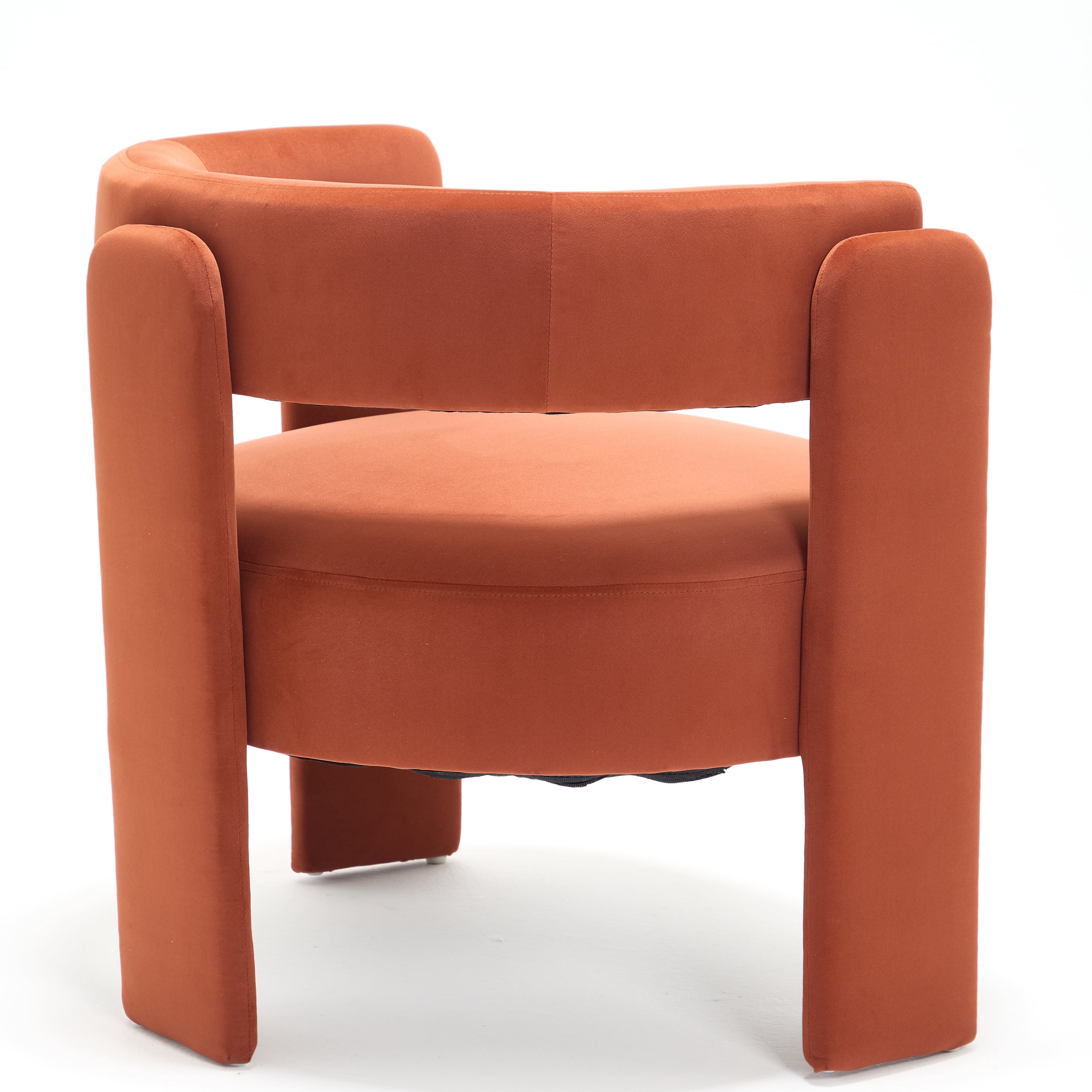 Aukfa Modern Velvet Barrel Accent Chair with 8.66" Thick Seat Cushion, Upholstered Armchair with 300 lb Weight Capacity for Living Room,Orange