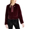 thumbnail image 1 of maison Jules Veste en Fausse Fourrure à Col Noué pour Femmes, Rouge, Grand, 1 of 1