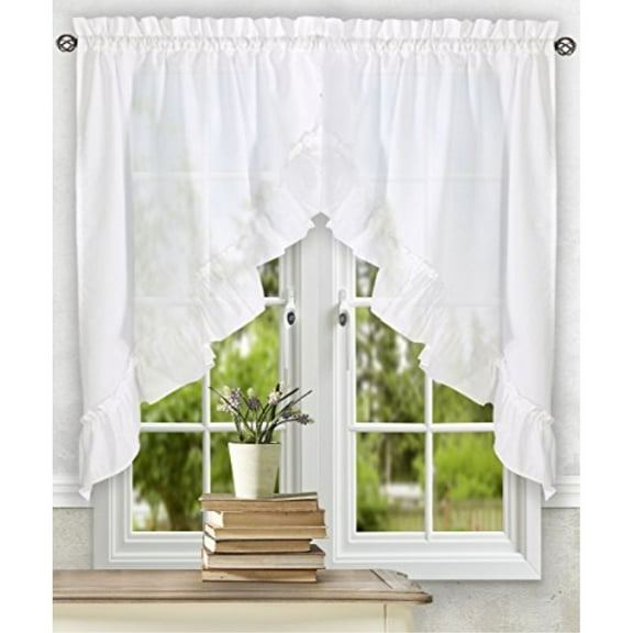 Ellis Curtain White Rod Pocket Valances, 60” x 38”