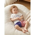 thumbnail image 6 of BemeyourBBs Toddler Baby Boys 4th of July Outfit Baby Boy Patriot 250 Anniversary USA Outfit Independence Day Summer Clothes Animal Letter Print Short Sleeve T Shirt Tops and Star Striped Shorts Set, 6 of 9