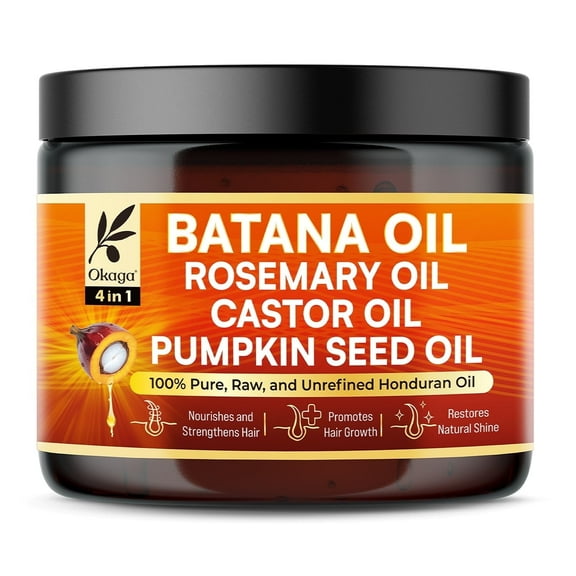 Okaga Batana Oil for Hair Growth, All-in-One Blend with Batana, Rosemary, Castor & Pumpkin Seed Oils, Pure & Unrefined, Softens, Smooths, Strengthens, Adds Shine, Clean Beauty for All Hair Types