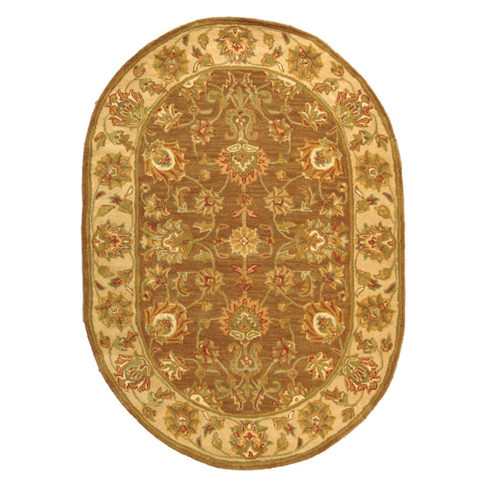 SAFAVIEH Heritage Regis Traditional Wool Area Rug, Brown/Ivory, 4'6" x 6'6" Oval - image 5 of 9