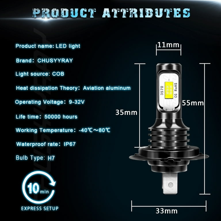 XCSOURCE Ampoule Lampe Halogène H7 8000LM 80W CREE LED Phare de