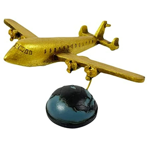Urbalabs Model Airplane Office Desk Decor Retro Hand Cast Gold Airplane Pilot Decor Plane Sculpture Aviator Figurine Plane Statue Aviation Decor and Airplane Sculpture Gifts (Golden)