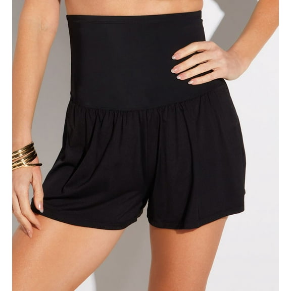 Women's Leilani J720078 Solids Control Short Swim Bottom (Black 6)