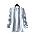 thumbnail image 3 of Mens Tee Shirts Striped Print Long Sleeve Button-Down Shirts Grey Xxxl Shirt, 3 of 4