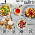 thumbnail image 3 of Impresserve Plastic Disposable Cutlery Set w/ Forks, Knives & Spoons, Infinity Design, Black & Gold, 40 Count, 3 of 5