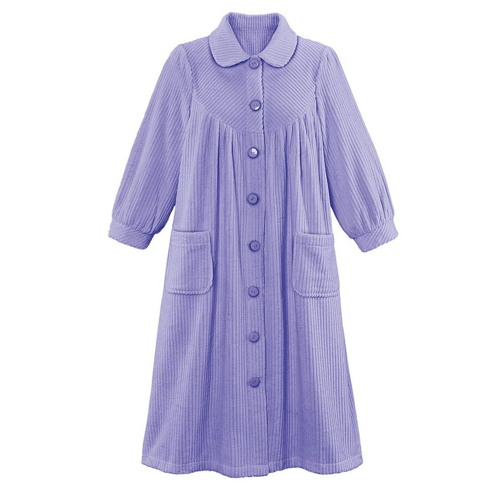 Collections Etc. Collections Etc Women's Soft Plush Button Front Robe