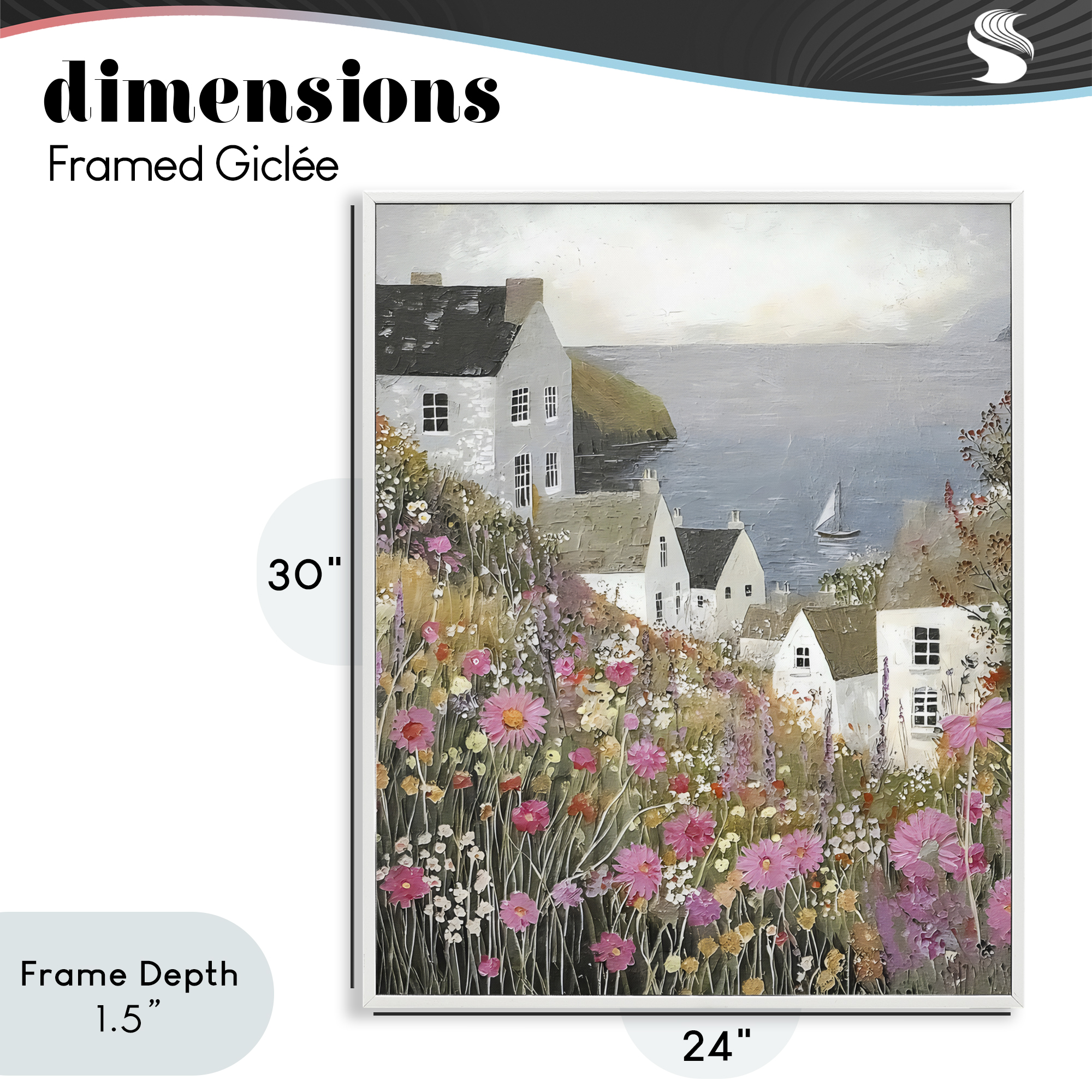 Stupell Industries Picturesque Village over Sea White Framed Giclee Art, design by Riley B