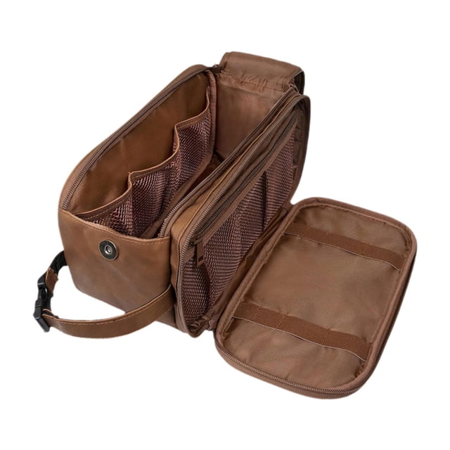 Organizador artículos aseo viaje, neceser ducha y baño, impermeable con asa, bolsa afeitado resistente al agua para gimnasio y camping. Marrón