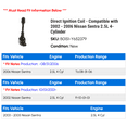 thumbnail image 2 of Direct Ignition Coil - Compatible with 2002 - 2006 Nissan Sentra 2.5L 4-Cylinder 2003 2004 2005, 2 of 2