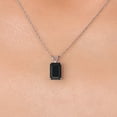 thumbnail image 3 of Gem Stone King 14K White Gold Black Onyx Pendant Necklace for Women | 2.10 Cttw | Gemstone December Birthstone | Emerald Cut 9X7MM | With 18 inch Chain, 3 of 6