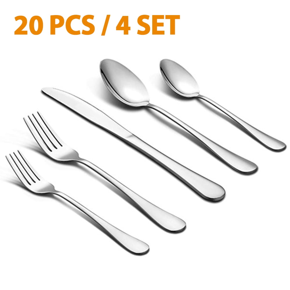 20 Piece Silverware Set MOVSOU Stainless Steel Flatware Cutlery Set For Home Kitchen Tableware Utensils Set