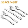 Movsou 20 Pieces Stainless Steel Flatware Set Silver Mirror Polished Tableware