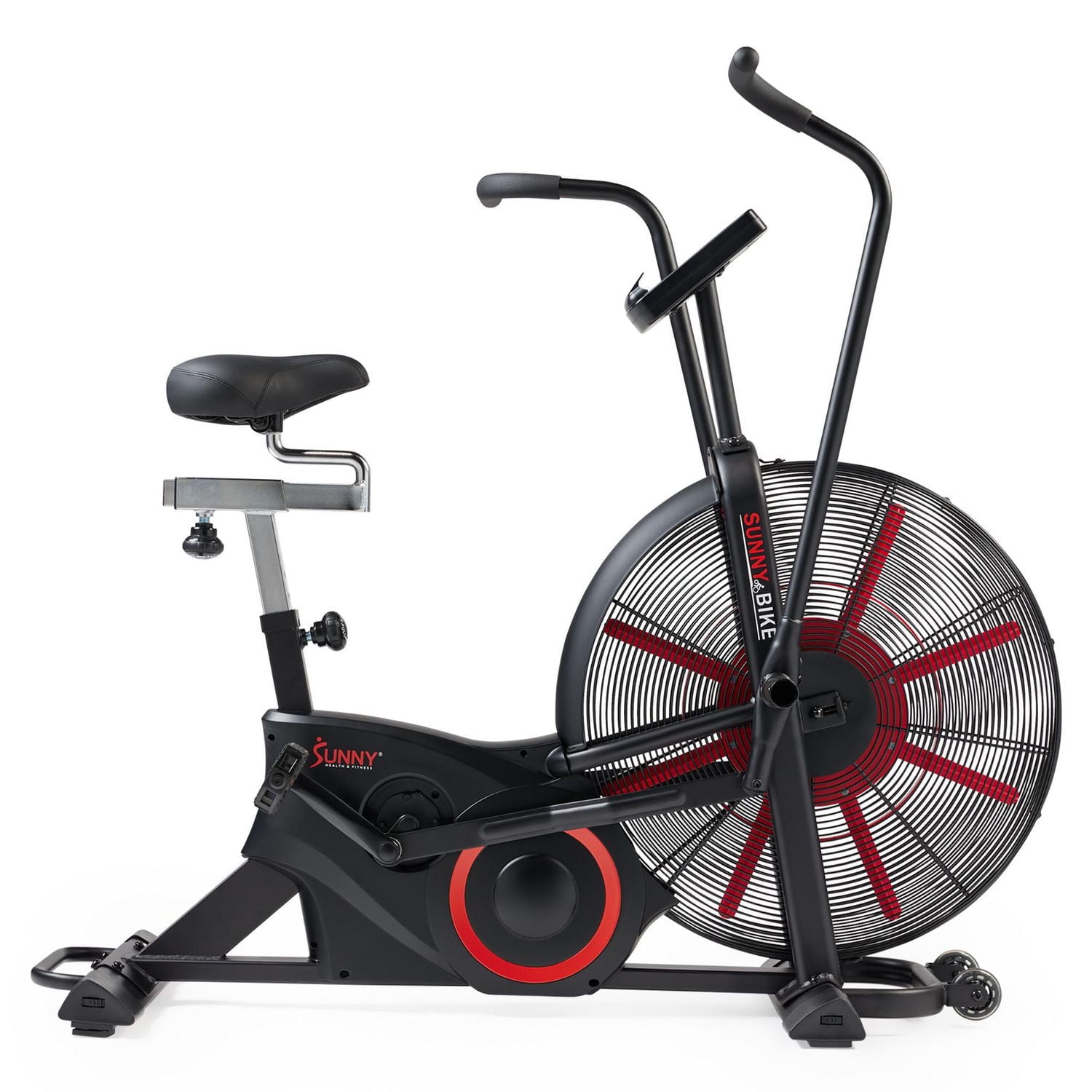 Sunny Health & Fitness Smart Customizable Air Bike Trainer, 330LB Capacity for Leg/Arm Cardio Workout, Fan Cycling Cardio Exerciser for Home Training, Free SunnyFit App Bluetooth Link - SF-B223018