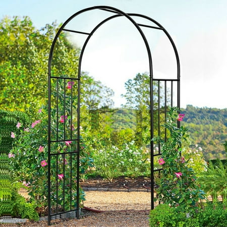 Gymax 7 2ft Garden Arch Steel Arbor, Essential Garden Metal Arbor With Gate