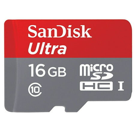Sandisk Ultra 16GB Micro SDHC MicroSD Memory Card High Speed Class 10 Compatible With Alcatel Allura - ASUS ZenFone 2E 2, PadFone X mini - Blackberry Z30 Z10, Q10, Priv, Motion, KEYone, (Best Micro Sd Card For Blackberry Priv)
