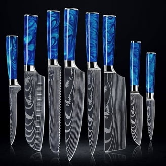 SHAN ZU Damascus Kitchen Knife Set, 7-Piece Professional Knife