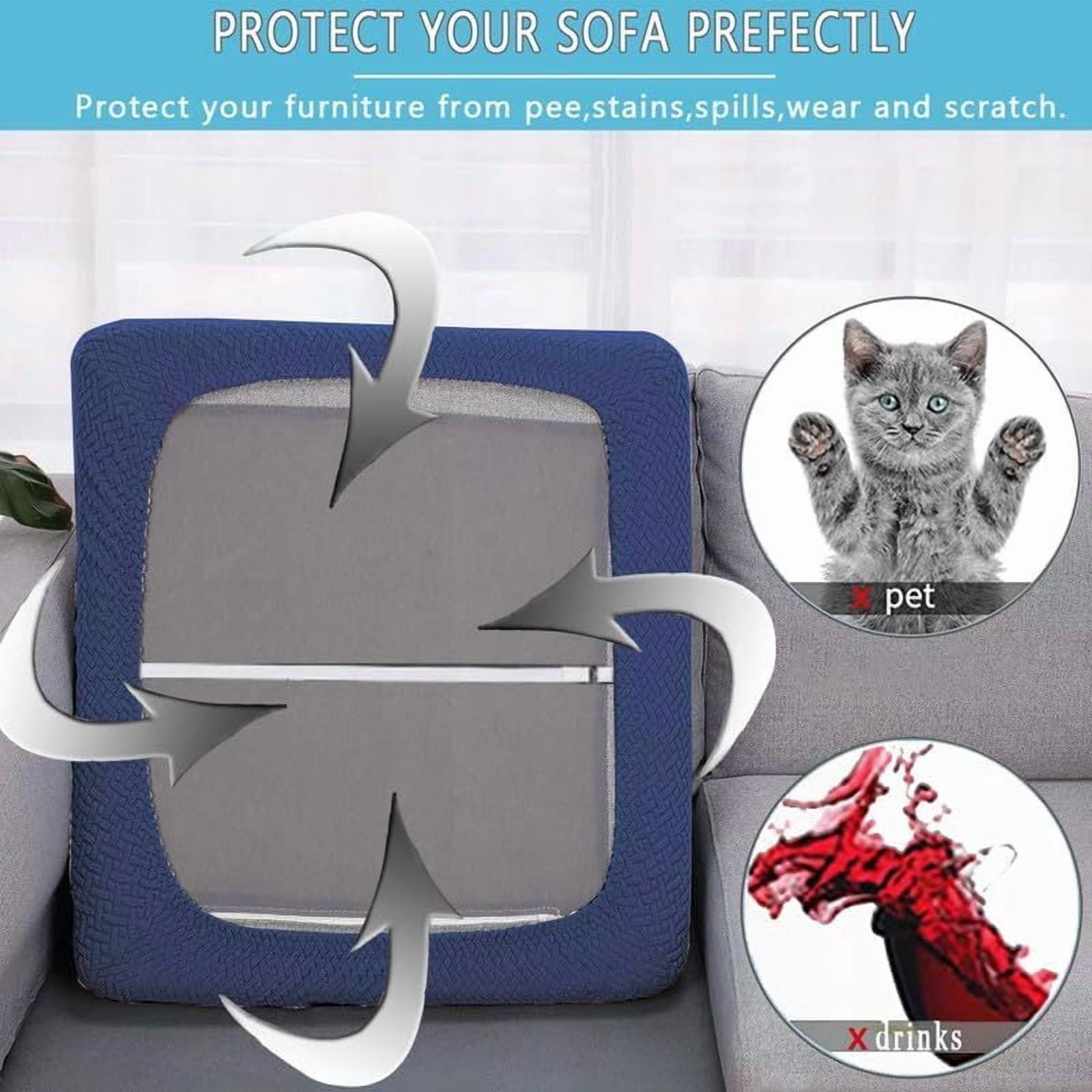 JIAN YA NA 2-Piece Waterproof Cushion Covers Replacement, Outdoor Patio Sofa Seat Cushion Slipcovers, Elastic Outdoor Furniture Protector (Navy blue)
