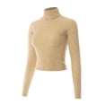 thumbnail image 3 of MixMatchy Women's Long Sleeve Turtle Neck Fitted Crop Ribbed Knit Sweater, 3 of 7