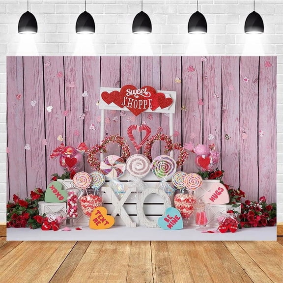 Valentine's Day Photography Background Candy Lollipop Rose Flower Decoration Prop Confession Bridal Shower Photo Backdrop Studio