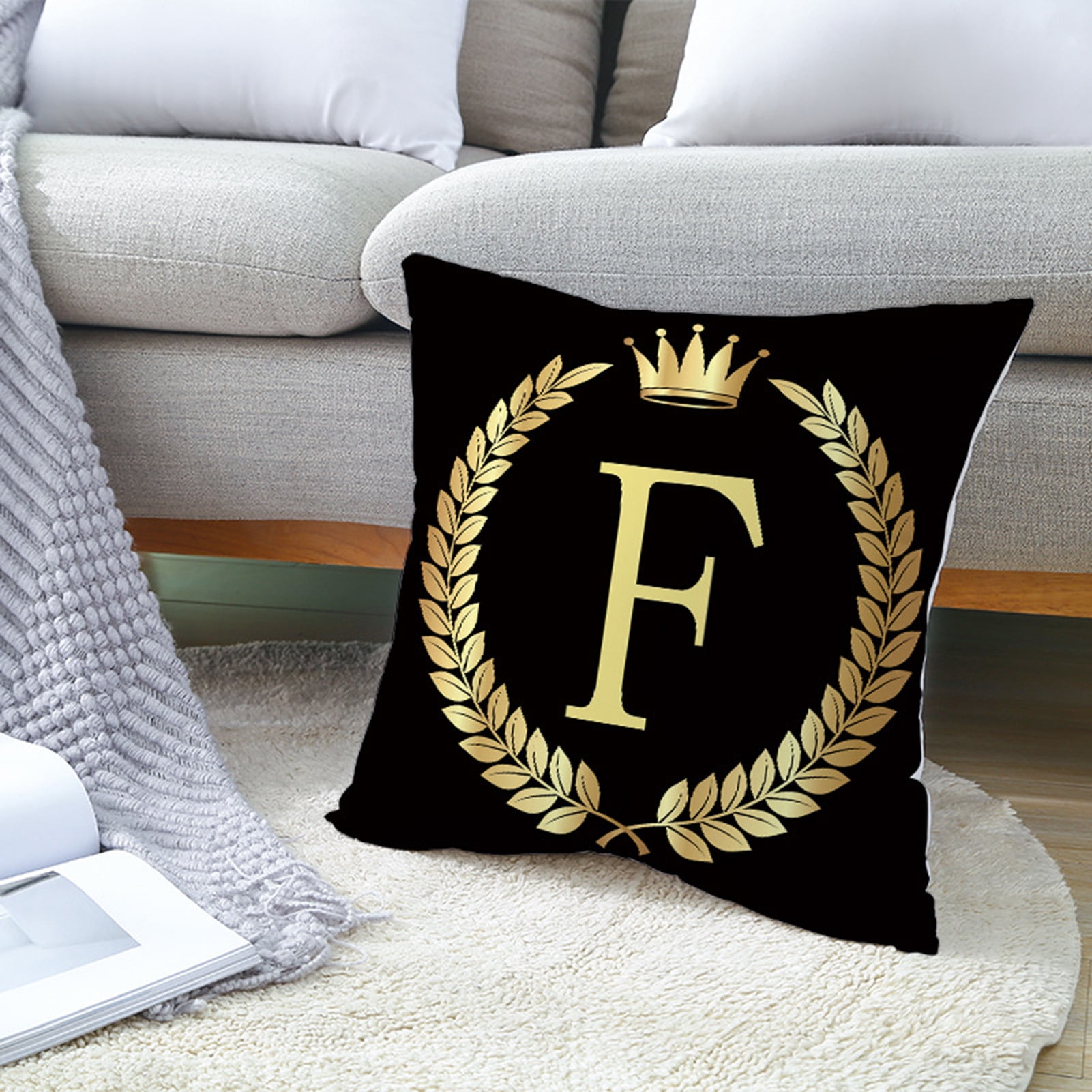 Koszal Pillow Cases Decorative Skin Friendly Washable Black Gold Throw Pillow Cover For Home Other